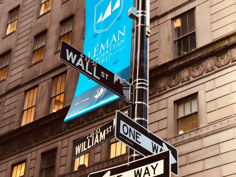 Straßenschilder im Bankenviertel der Wall Street